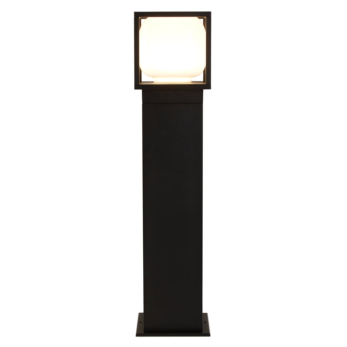 Searchlight  38141-650 Athens Outdoor Post - Black Metal & Opal Glass