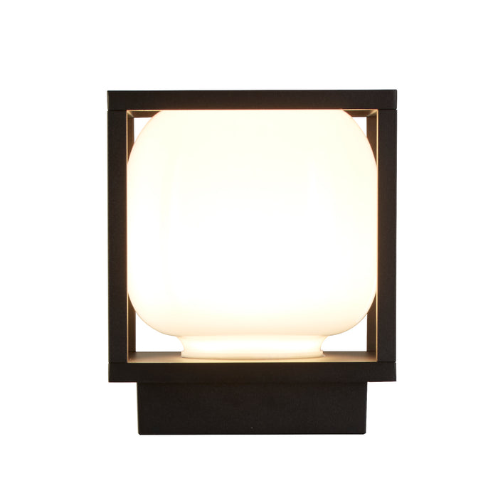 Searchlight  38141BK Athens Outdoor Wall Light - Black Metal & Opal Glass