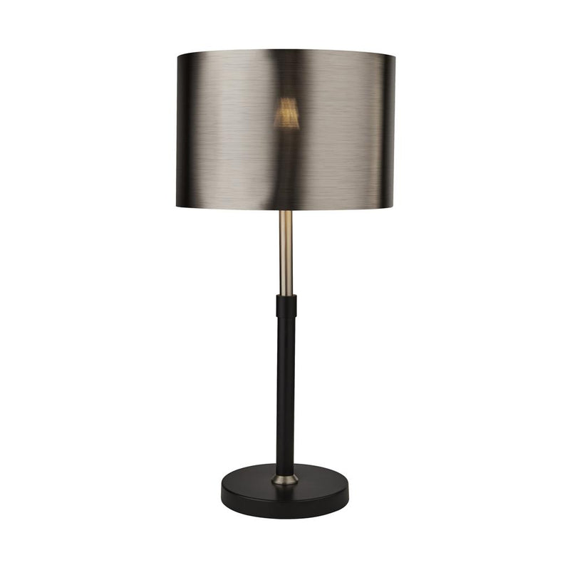Searchlight  3877BK Rachel Table Lamp- Black, Silver, Chrome Metal & Black Shade