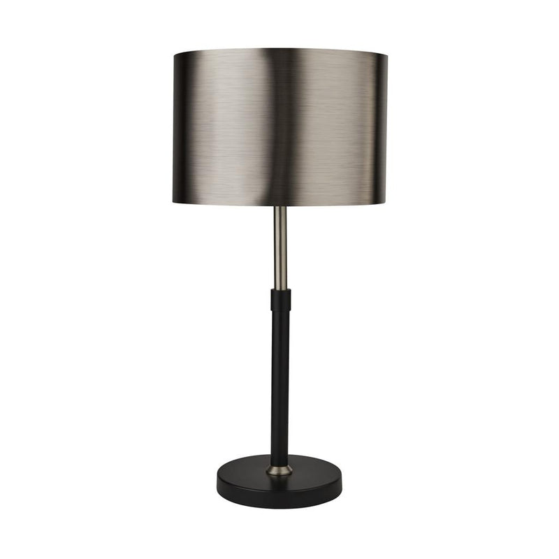Searchlight  3877BK Rachel Table Lamp- Black, Silver, Chrome Metal & Black Shade