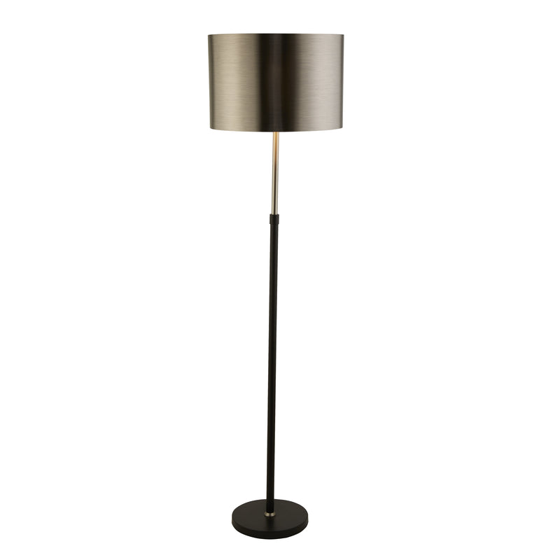 Searchlight  3879BK Rachel Floor Lamp - Black Metal, Satin Silver & Chrome Shade