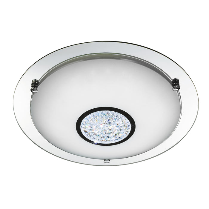 Searchlight  3883-41 Portland LED Flush - Chrome, Mirror, White Glass Shade, IP44