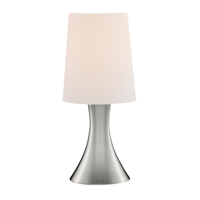 Searchlight  3922SS Touch Table Lamp - Satin Silver Metal & White Fabric Shade