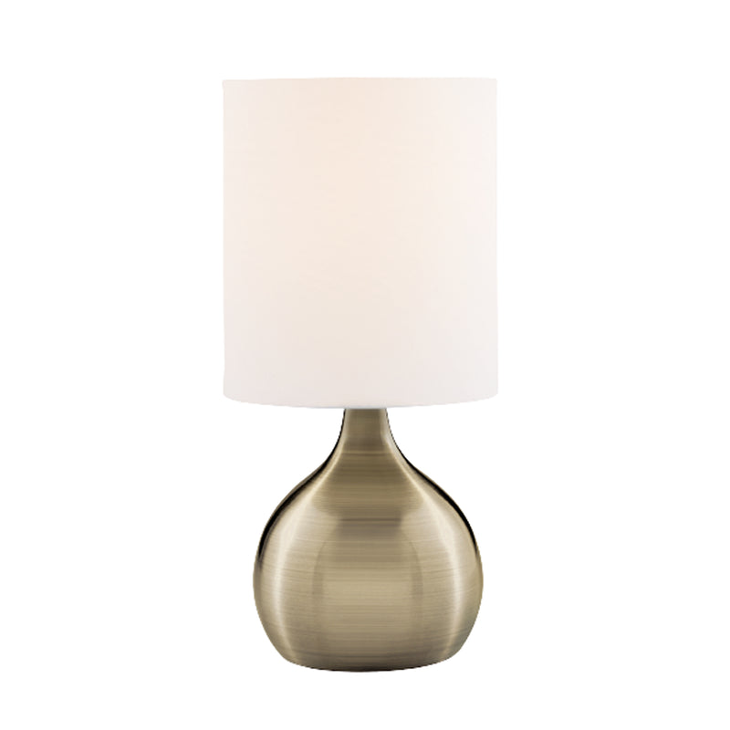 Searchlight  3923AB Touch Table Lamp - Antique Brass Metal & Ivory Fabric Shade