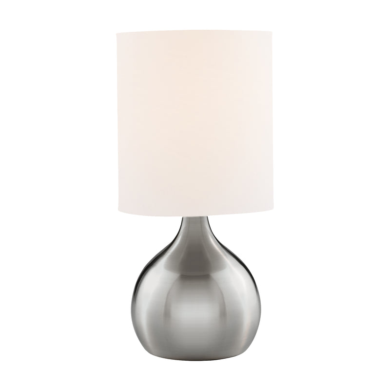Searchlight  3923SS Touch Table Lamp - Satin Silver Metal & Ivory Fabric Shade
