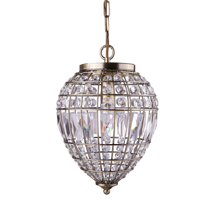 Searchlight  3991AB Pineapple  Pendant  - Antique Brass Metal & Glass