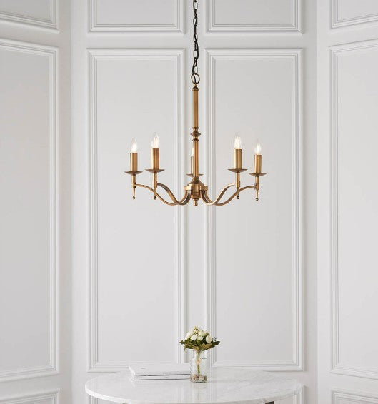 Stanford antique brass 5lt Pendant - CA1P5B