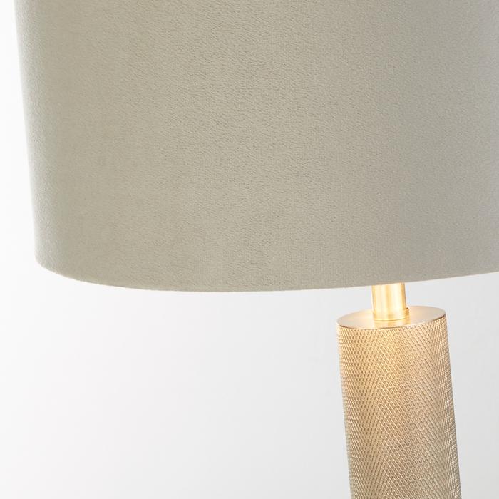 Searchlight  65721GY London Table Lamp- Knurled Satin Silver & Grey Velvet Shade