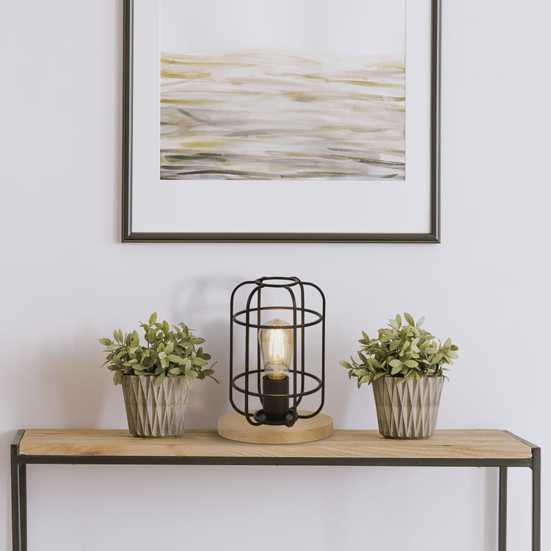 Searchlight  81951-1BK Vision Table Lamp - Matt Black Metal & Wood