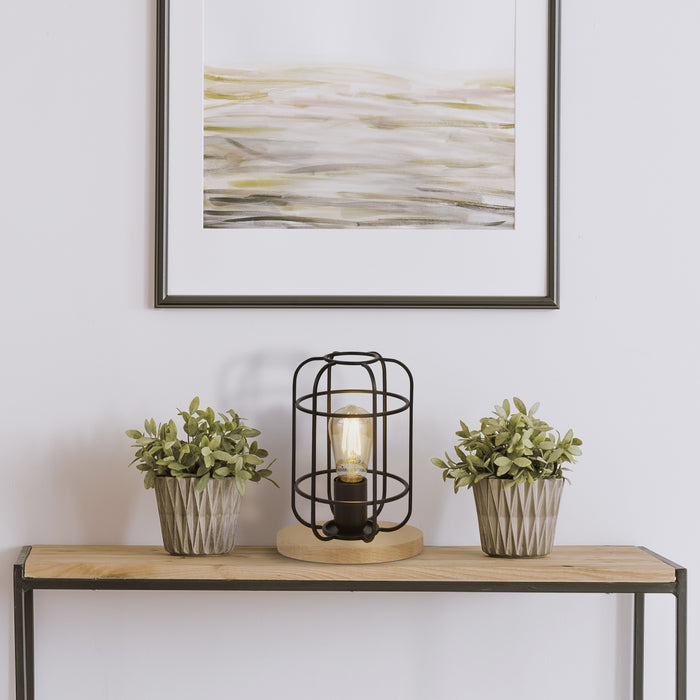 Searchlight  81951-1BK Vision Table Lamp - Matt Black Metal & Wood