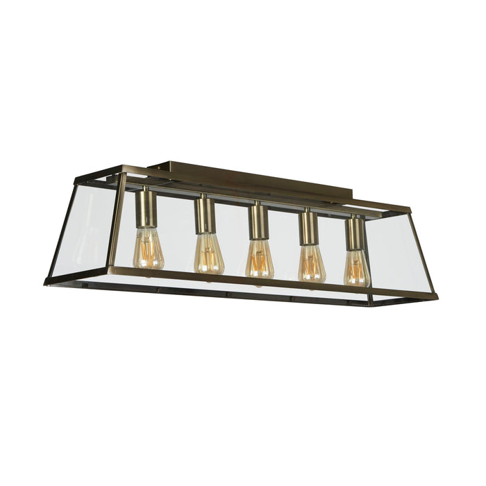 Searchlight  4614-5AB Voyager  5Lt Bar Pendant - Antique Brass Metal & Glass