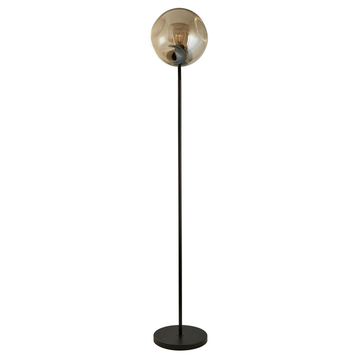 Searchlight  22122-1BK Punch Floor Lamp - Black Metal & Champagne Punched Glass