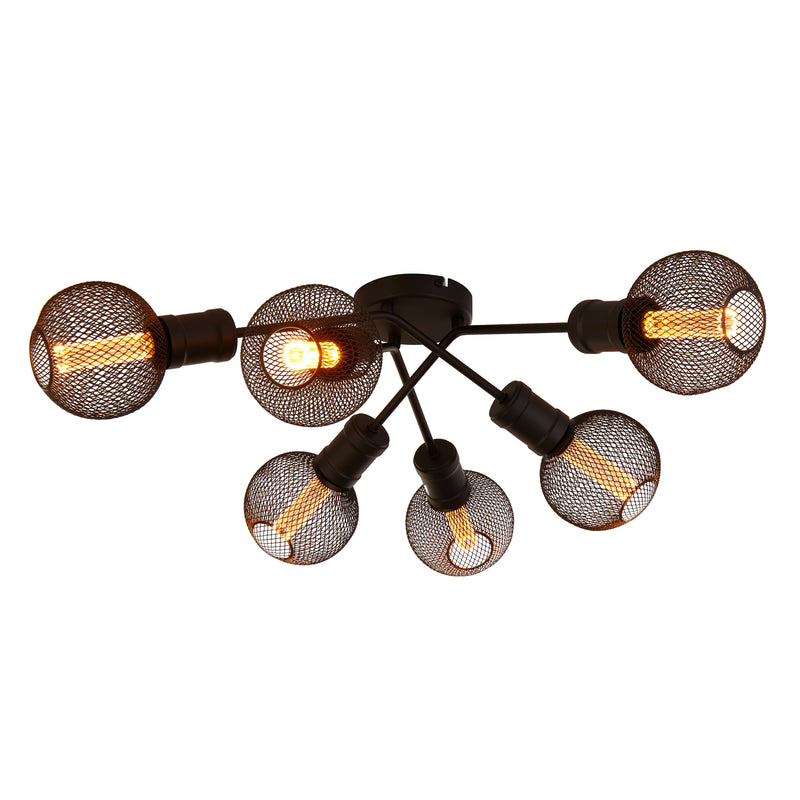 Searchlight  45201-6BK Dance 6Lt Flush - Sand Black Metal