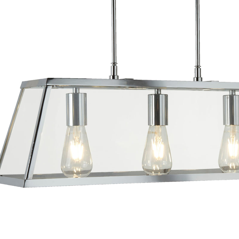 Searchlight  4613-3CC Voyager 3Lt Bar Pendant - Chrome Metal & Glass