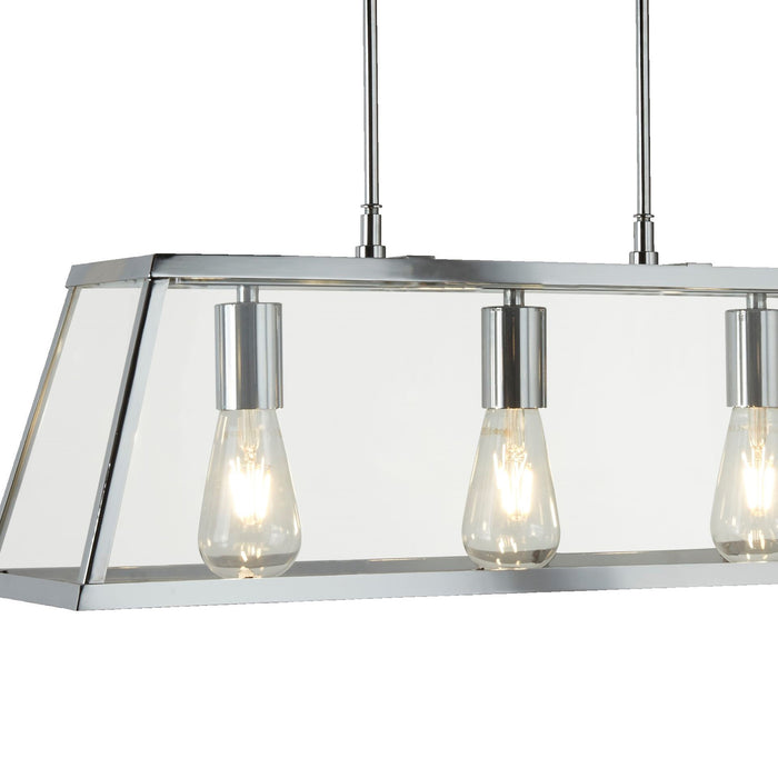 Searchlight  4613-3CC Voyager 3Lt Bar Pendant - Chrome Metal & Glass