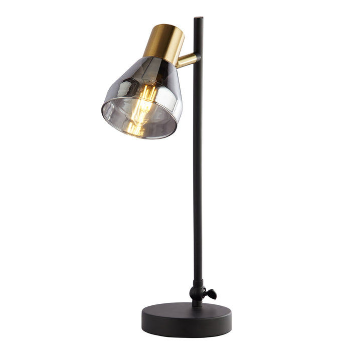 Searchlight  23802-1SM Westminster Table Lamp - Black, Satin Brass Metal & Smoked