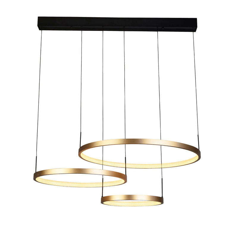 Searchlight  20227-3GO Grace 3 Ring Pendant - Black & Gold Metal