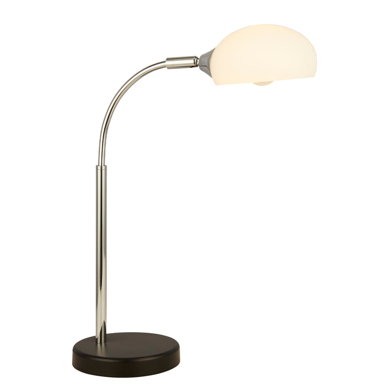 Searchlight  3086-1WH Astro Table Lamp - Black & Chrome Metal & Opal Glass Shade