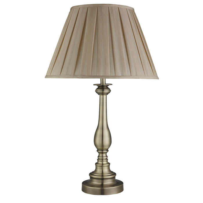 Searchlight  4023AB Flemish Table Lamp - Antique Brass Metal, Grey Pleated Shade