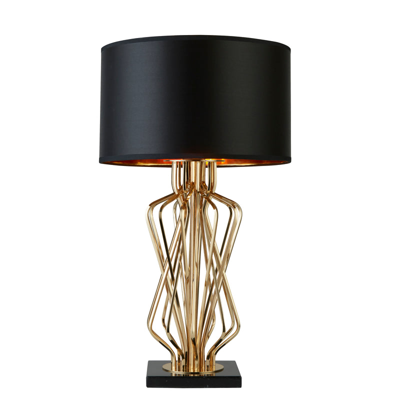Searchlight  4110GO Ethan Table Lamp - Gold Metal, Black Marble & Black Fabric