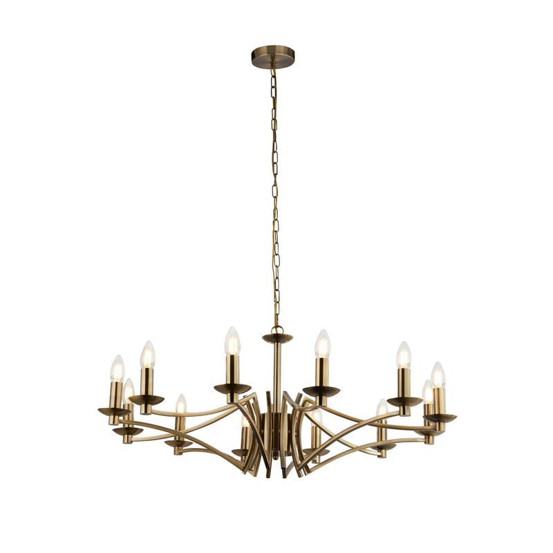 Searchlight  41312-12AB Ascot  12Lt Pendant - Antique Brass Metal