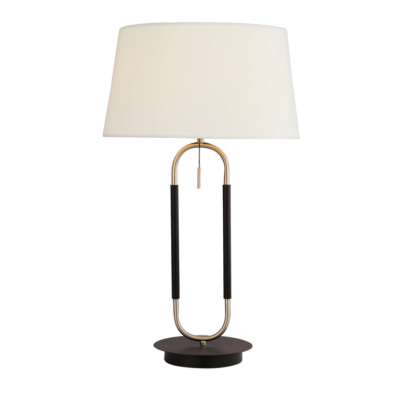 Searchlight  41431SS Jazz Table Lamp - Black, Satin Silver Metal & White Velvet
