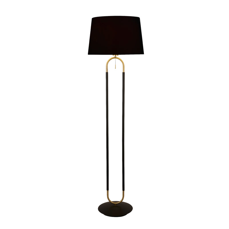 Searchlight  41432SB Jazz Floor Lamp - Black, Satin Brass Metal & Black Velvet