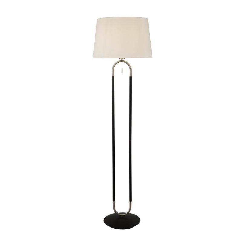 Searchlight  41432SS Jazz Floor Lamp - Black, Satin Silver Metal & White Velvet
