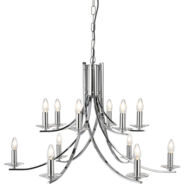 Searchlight  41612-12CC Ascona 12Lt Pendant - Chrome Metal & Clear Glass Sconces