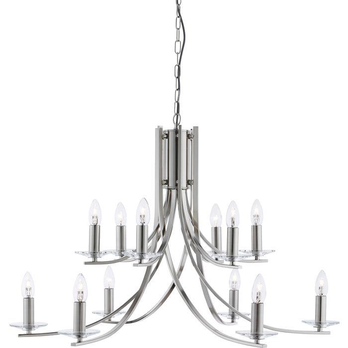 Searchlight  41612-12SS Ascona 12Lt Pendant - Satin Silver & Clear Glass Sconces