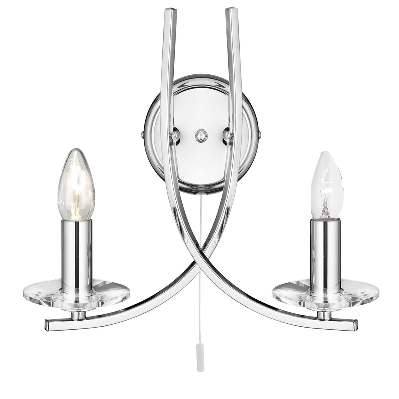 Searchlight  4162-2CC Ascona 2Lt Wall Light - Chrome Metal & Glass - Bonus Superstore