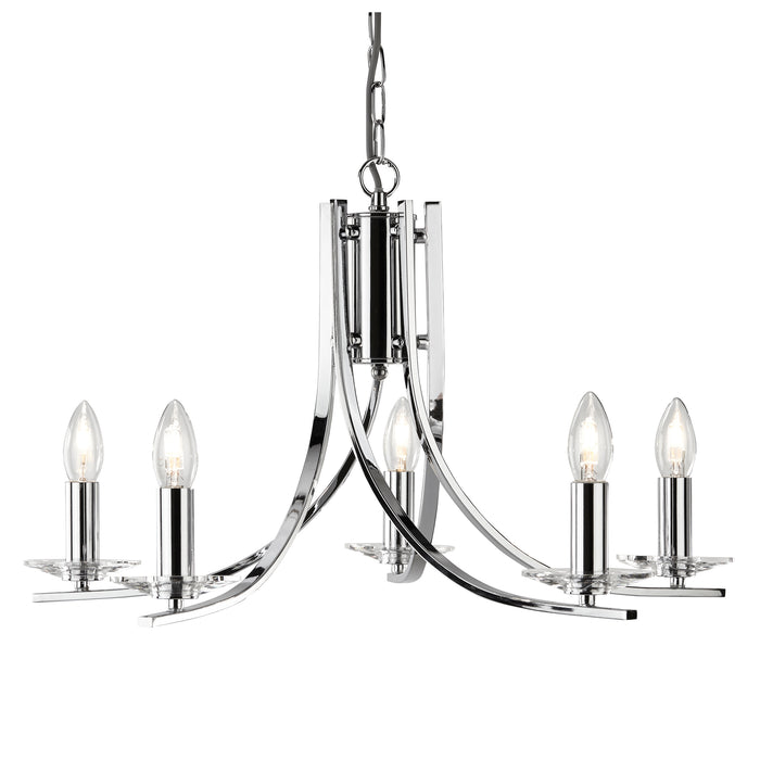 Searchlight  4165-5CC Ascona 5Lt Pendant - Chrome Metal & Glass