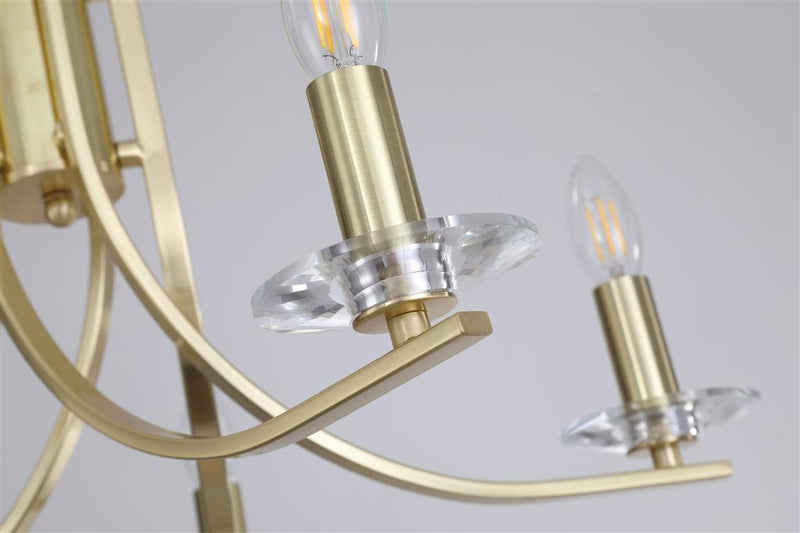 Searchlight 4165-5SB Ascona 5Lt Pendant, Satin Brass Metal & Glass
