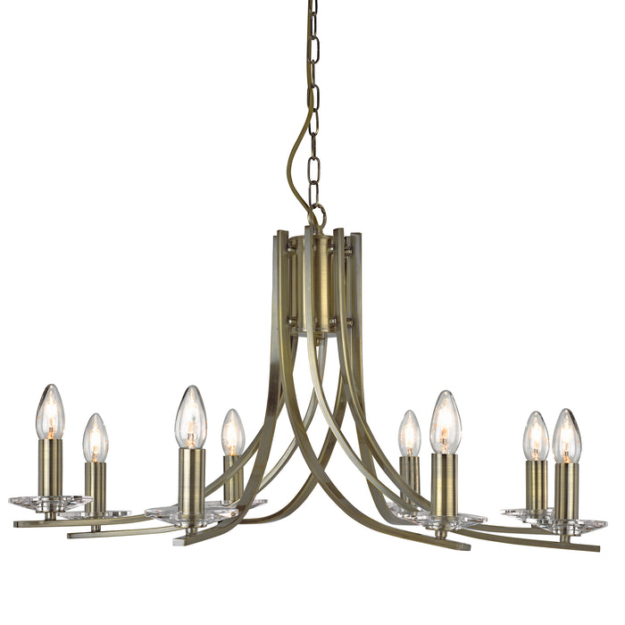 Searchlight  4168-8AB Ascona 8Lt Pendant - Antique Brass Metal & Glass