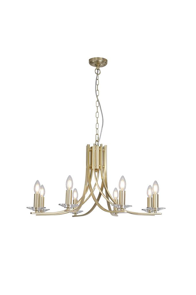 Searchlight 4168-8SB Ascona 8Lt Pendant, Satin Brass Metal & Glass