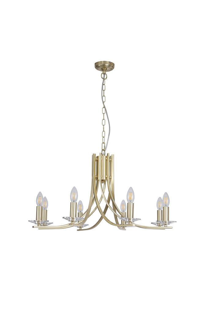 Searchlight 4168-8SB Ascona 8Lt Pendant, Satin Brass Metal & Glass