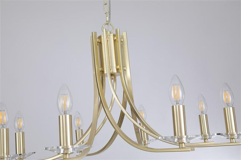 Searchlight 4168-8SB Ascona 8Lt Pendant, Satin Brass Metal & Glass