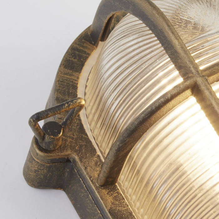 Searchlight  61402BG Bulkhead Oval Outdoor Light - Black Gold Metal & Clear Glass