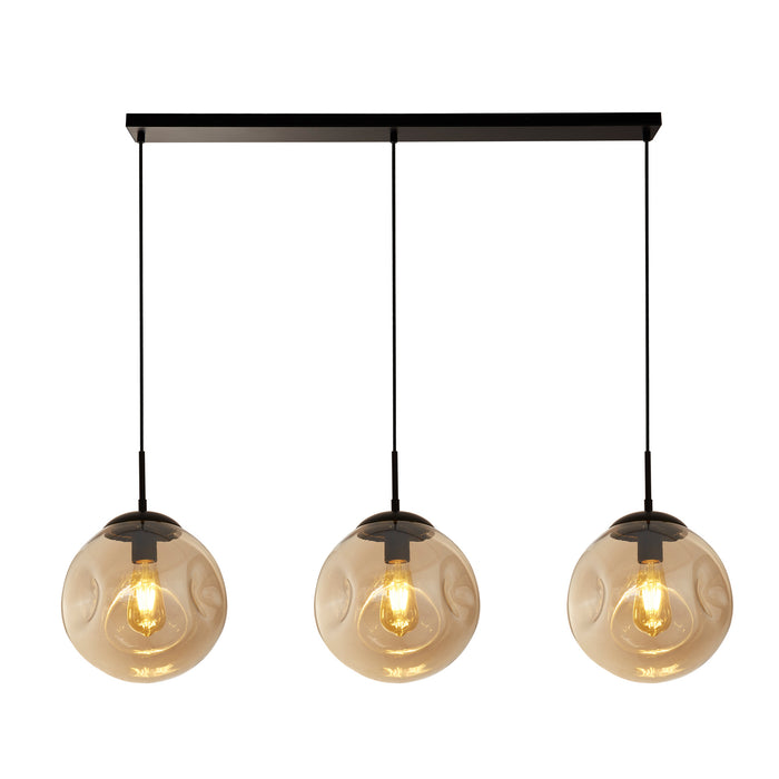 Searchlight  22123-3BK Punch 3Lt Bar Pendant- Black Metal & Champagne Punched Glass