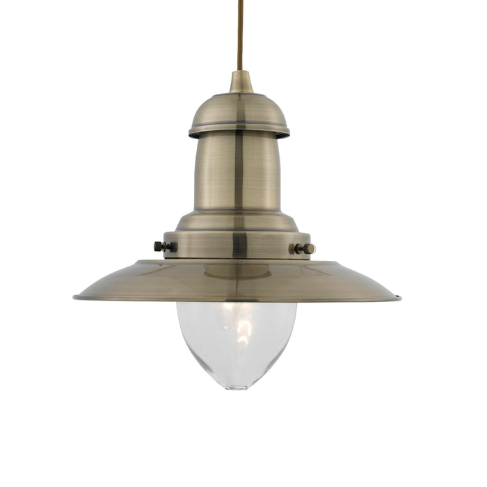 Searchlight  4301AB Fisherman Pendant  - Antique Brass Metal & Glass