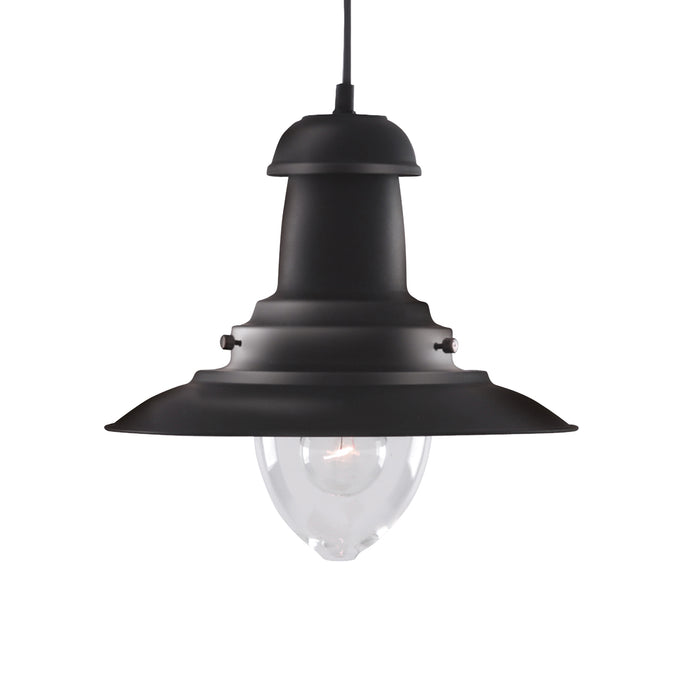 Searchlight  4301BK Fisherman Pendant  - Black Metal & Glass