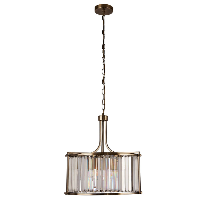 Searchlight  8295-5AB Victoria 5Lt Pendant - Antique Brass Metal & Clear Crystal