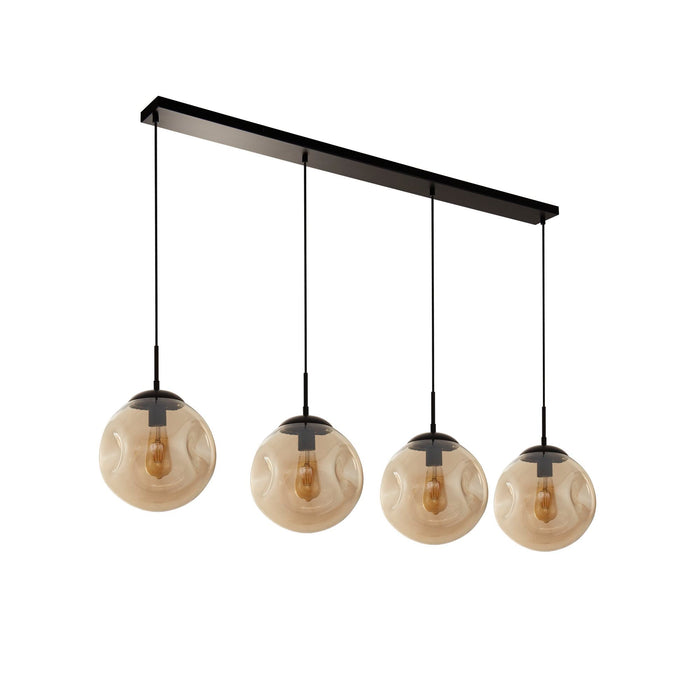 Searchlight  22123-4BK Punch 4Lt Bar Pendant- Black Metal & Champagne Punched Glass