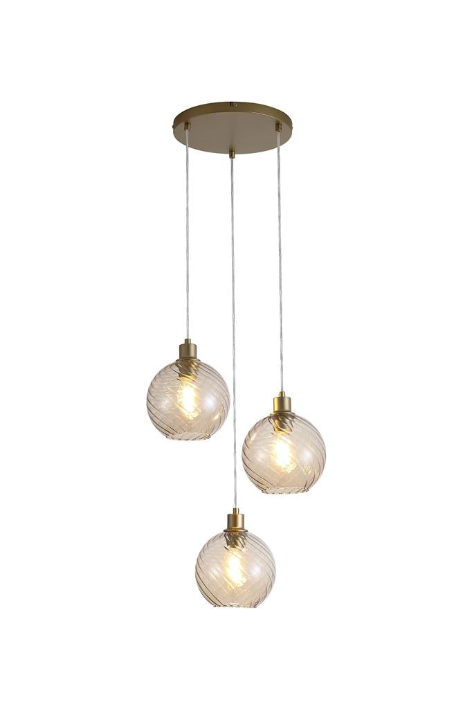 Searchlight 44520-3CP Radiance 3Lt Multi Drop Pendant, Gold Metal and Champagne Gold