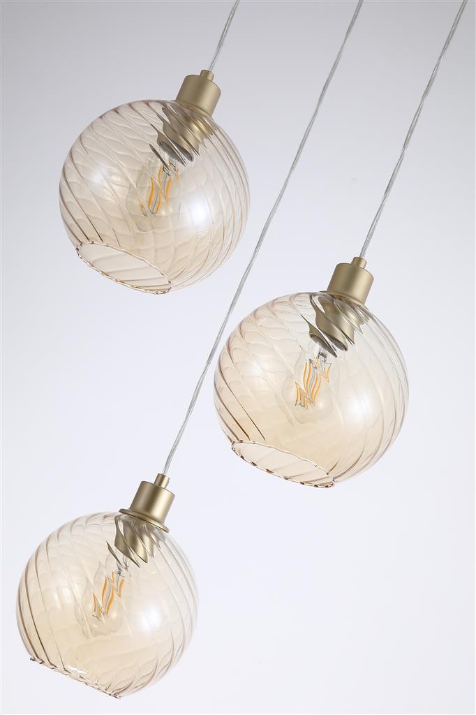 Searchlight 44520-3CP Radiance 3Lt Multi Drop Pendant, Gold Metal and Champagne Gold