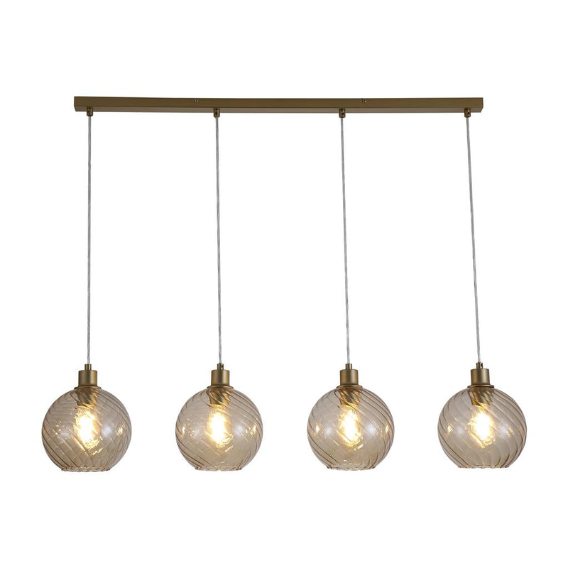 Searchlight 44520-4CP Radiance 4Lt Bar Pendant, Gold Metal and Champagne Glass