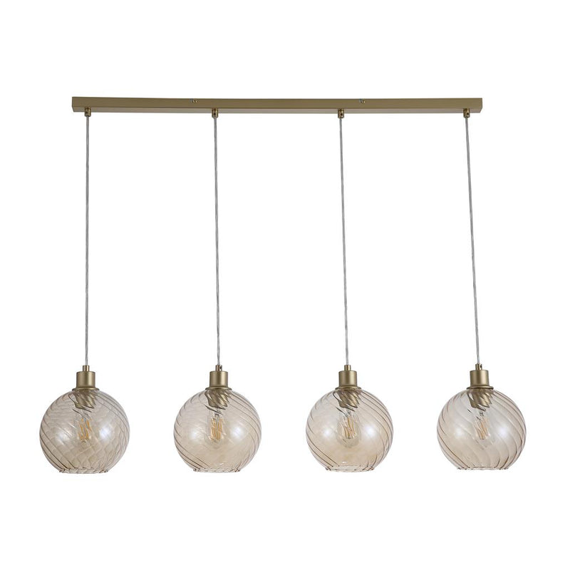 Searchlight 44520-4CP Radiance 4Lt Bar Pendant, Gold Metal and Champagne Glass