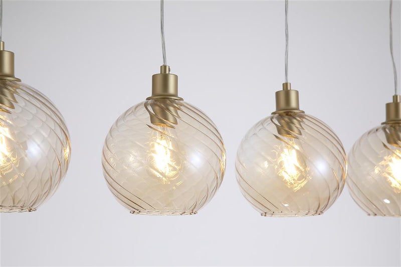 Searchlight 44520-4CP Radiance 4Lt Bar Pendant, Gold Metal and Champagne Glass