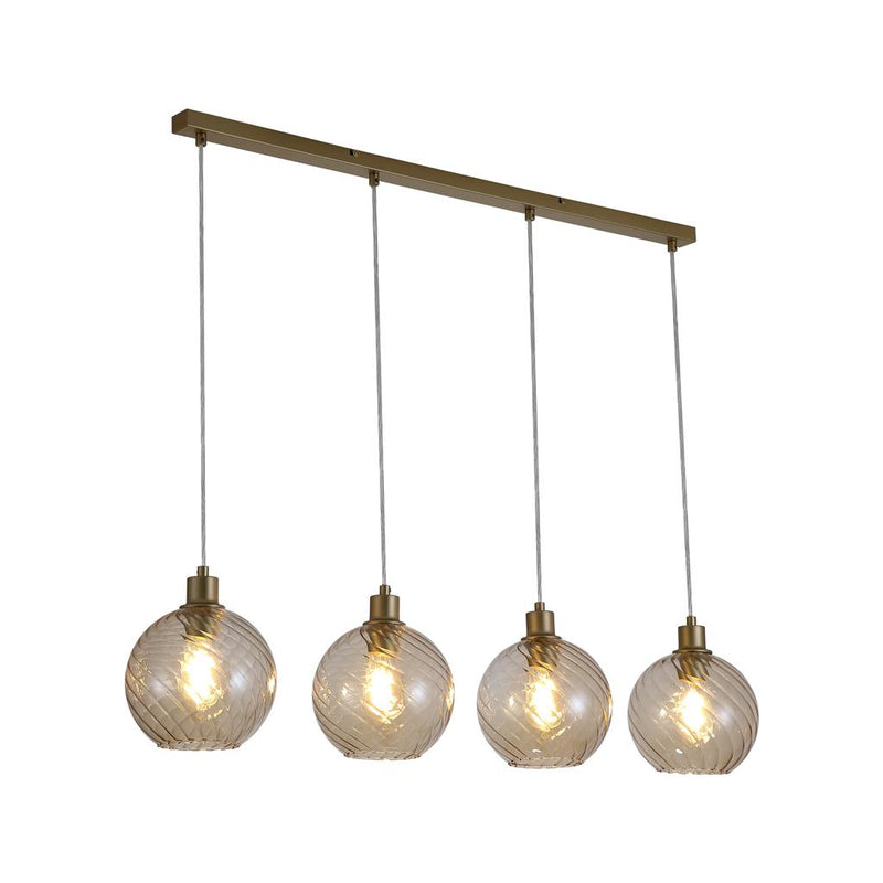 Searchlight 44520-4CP Radiance 4Lt Bar Pendant, Gold Metal and Champagne Glass