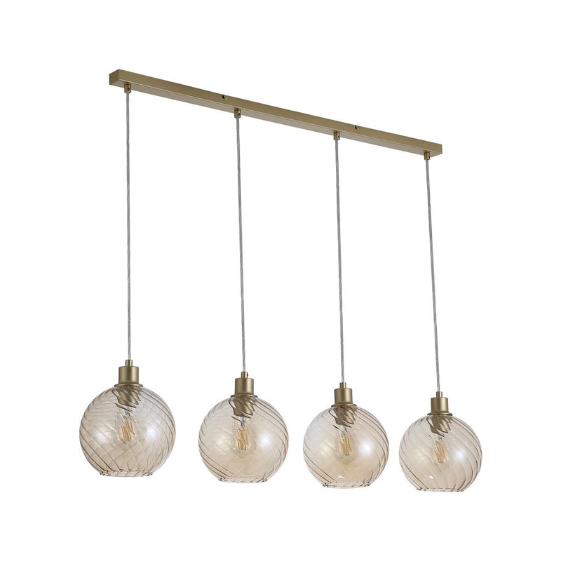 Searchlight 44520-4CP Radiance 4Lt Bar Pendant, Gold Metal and Champagne Glass